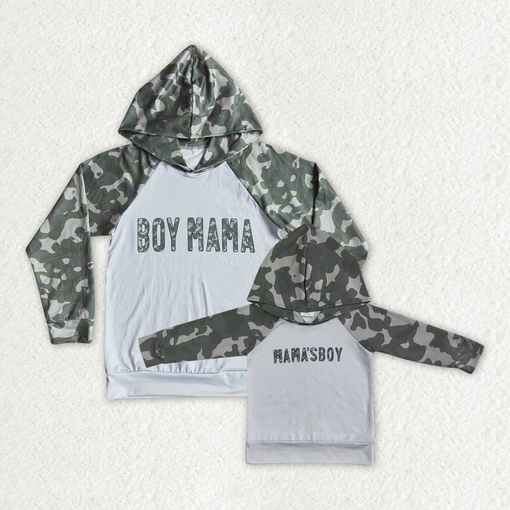 Mommy and Me Adult Boy Camo Mama's Boy Hooded Tops