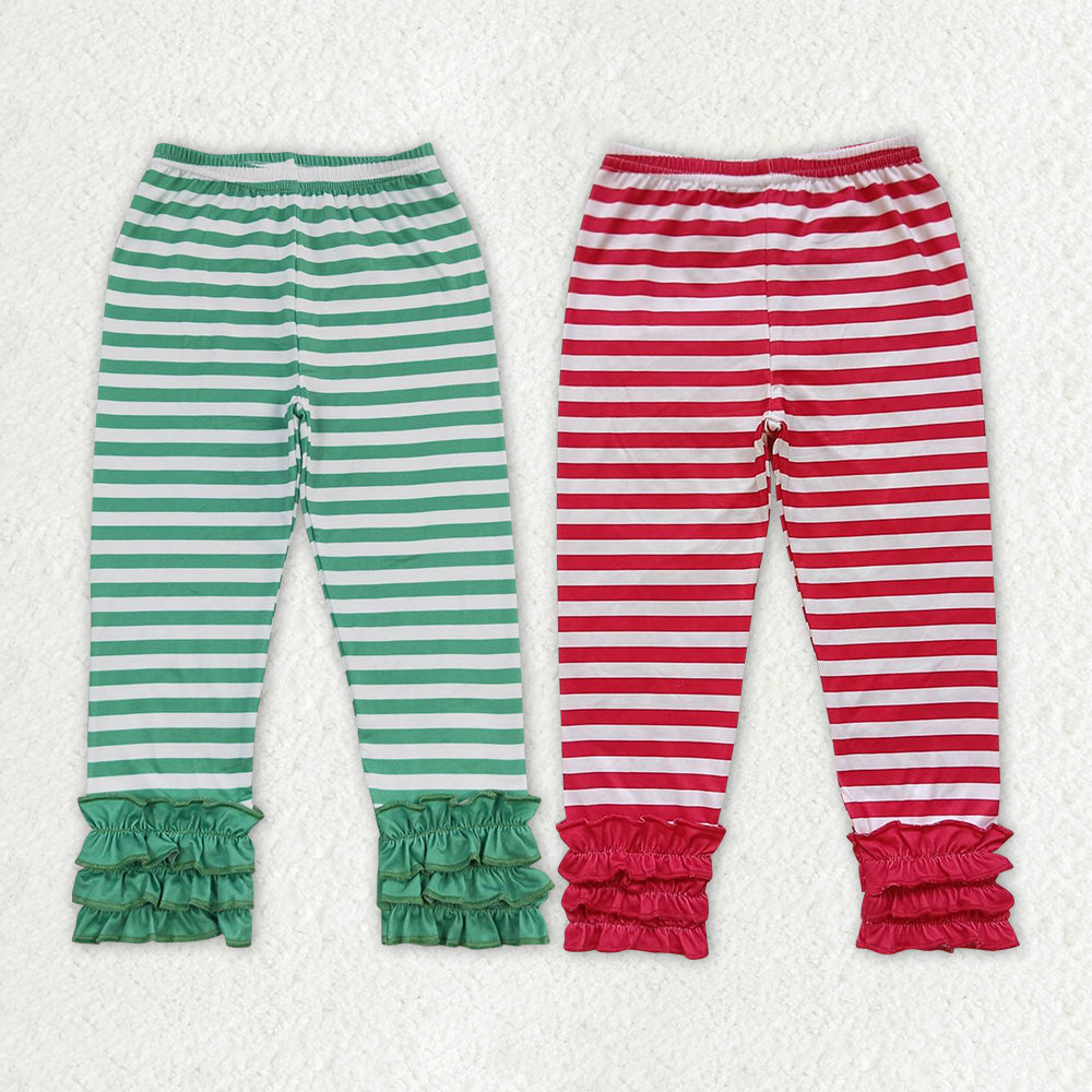 Sibling Girls Baby Christmas Kids Stripes Icing Ruffle Bottom Pants