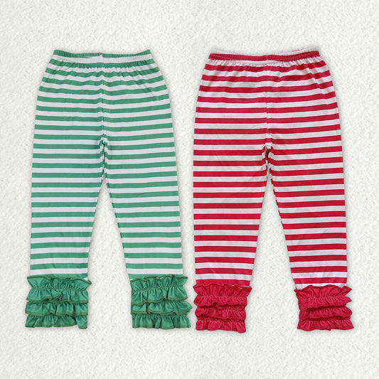 Sibling Girls Baby Christmas Kids Stripes Icing Ruffle Bottom Pants