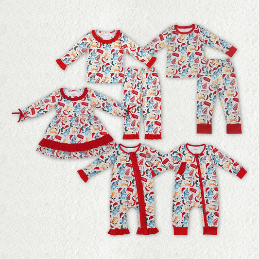 Sibling Baby Kids Dogs Christmas Tree Cake Rompers Pajamas Clothes Sets