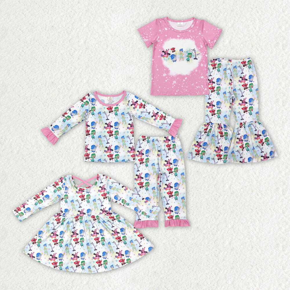 Sibling Baby Girls Outside Dresses Bell Pants Pajamas Clothes Sets