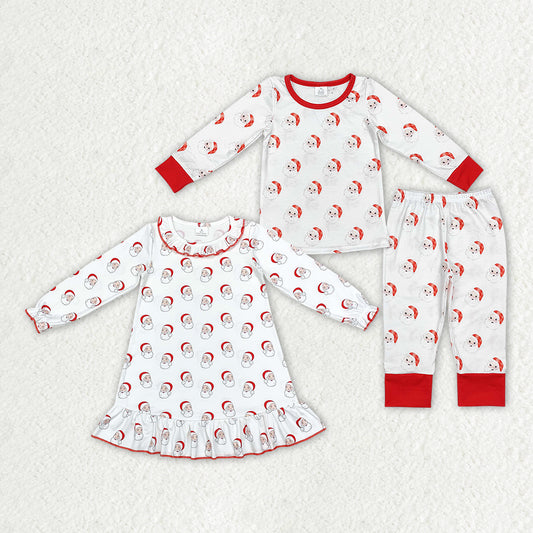 Sibling Girls Boys Christmas Santa Gowns Bamboo Pajamas Clothes Sets