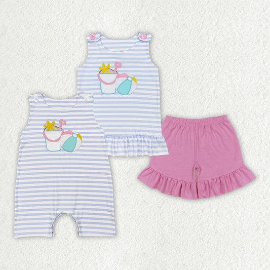 Sibling Boys Baby Girls Sleeveless Beach Play Rompers Outfits