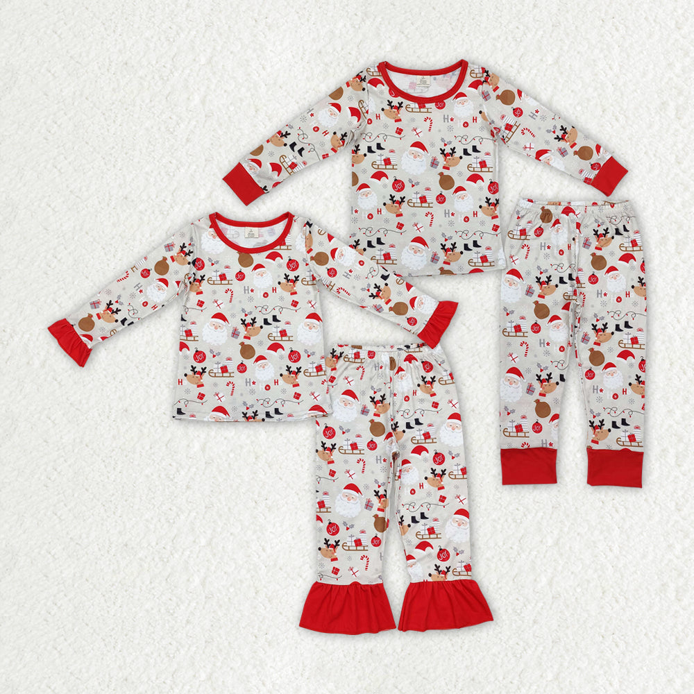 Sibling Girls Baby Boys Christmas Santa Deer Shirt Pants Pajamas