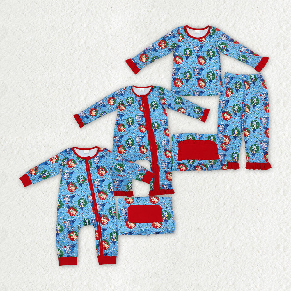 Sibling Boys Baby Girls Christmas Dogs Rompers Pajamas