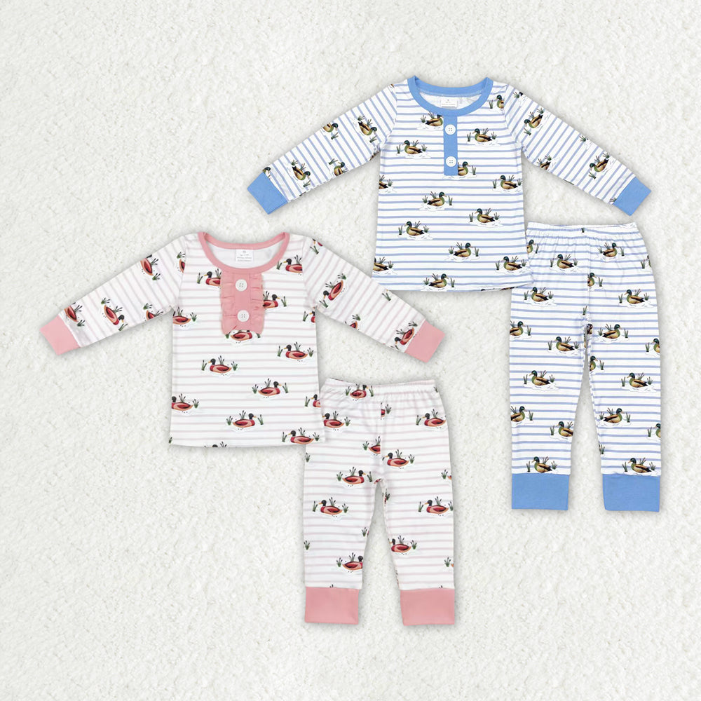 Children Hunting Ducks Shirt Pants Sibling Pajamas Clothes Sets