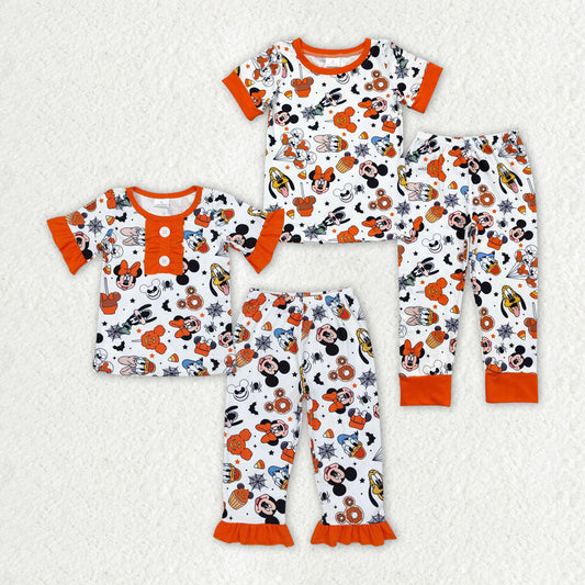 Baby Girls Halloween Mouse Sibling Pajamas Clothes Sets