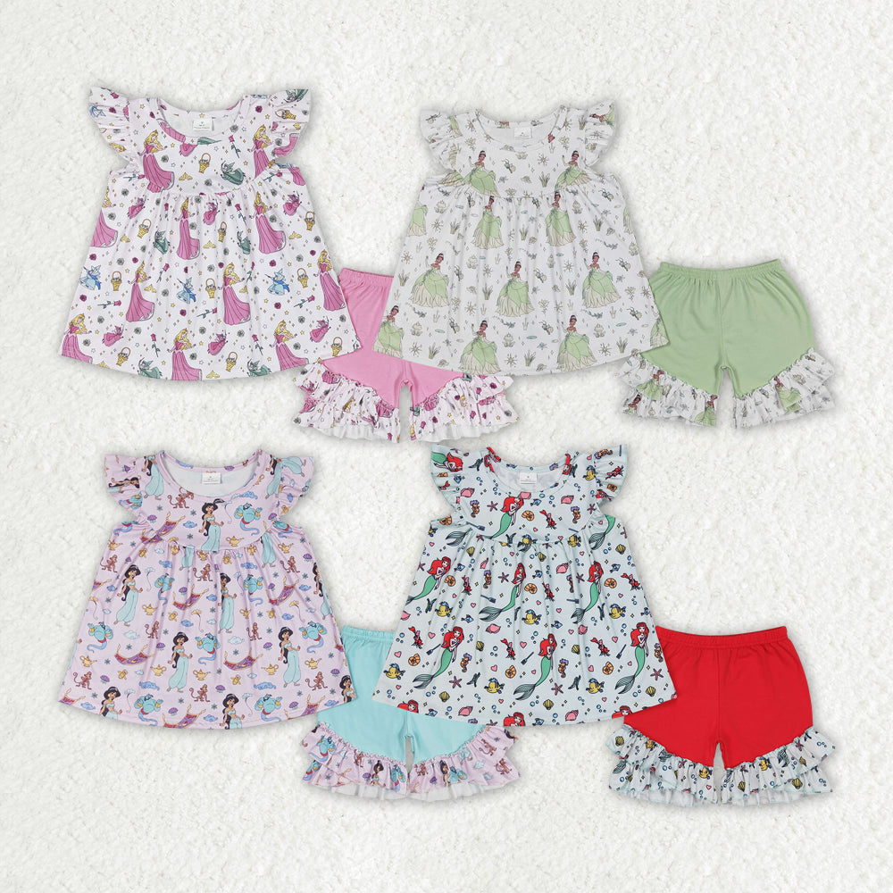 Baby Girls Princess Sibling Sister Tunic Ruffle Shorts Clothes Sets