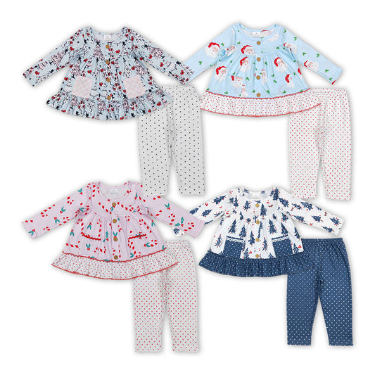 Baby Girls Christmas Sibling Tunic Legging Pants Clothing Sets