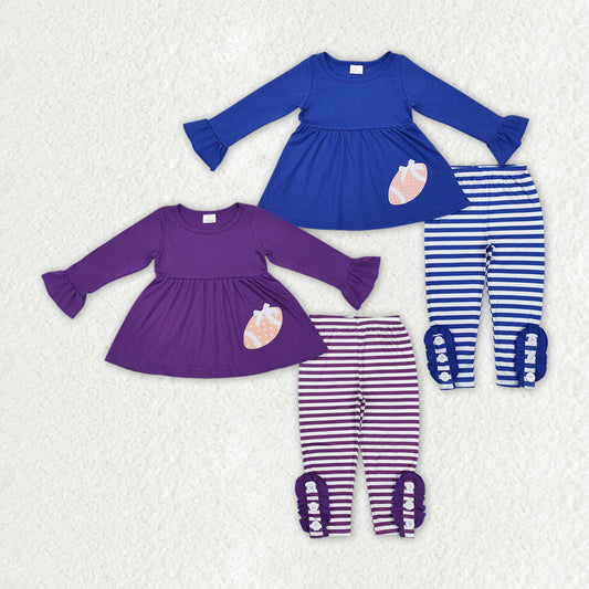 Sibling Baby Girls Football Team Tunic Stripes Legging Clothes Sets