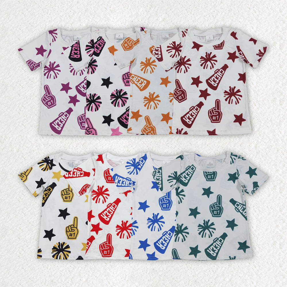 8 Colors Sibling Baby Girls Cheer Team Tee Shirts Tops