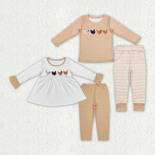 Sibling Girls Boys Fall Chicken Farm Outfits Clothes Sets