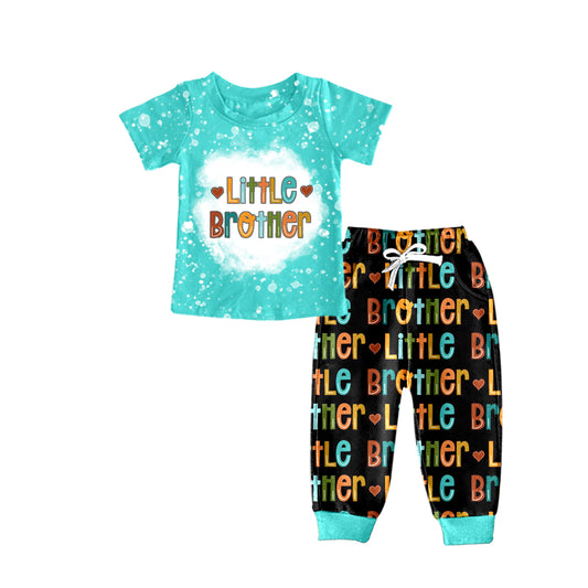 Baby Boys Little Brother Blue Top Colorful Pants Clothing Sets Preorder(moq 5)