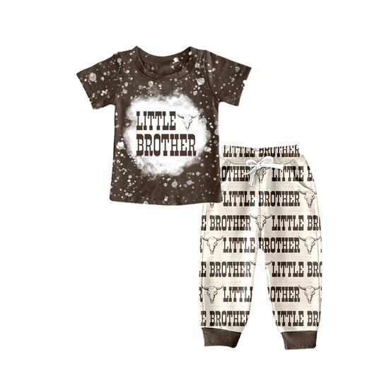 Baby Boys Little Brother Top Cows Western Pants Clothing Sets Preorder(moq 5)