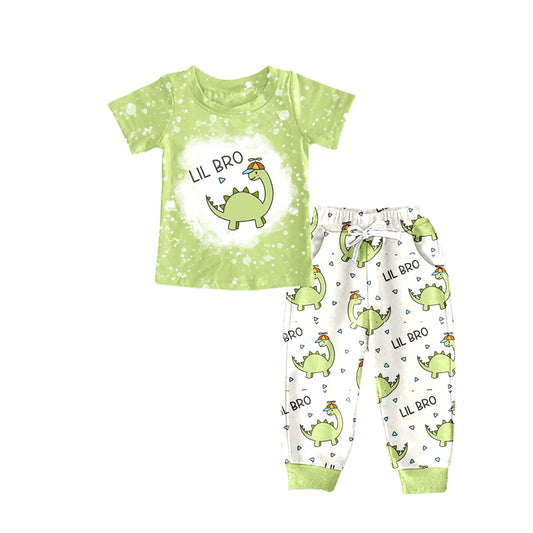 Baby Boys Little Brother Dinosaur Top Pants Clothing Sets Preorder(moq 5)
