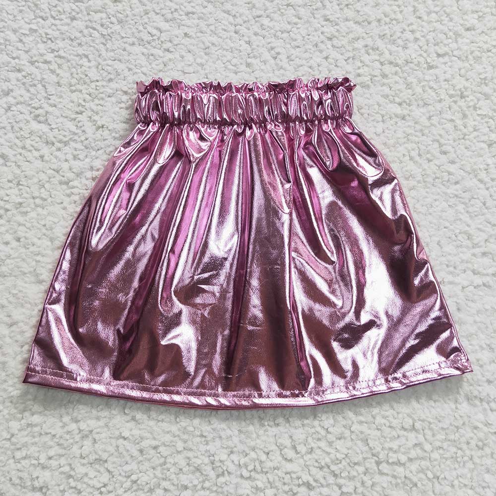 Baby Girls Pink Leather Skirts