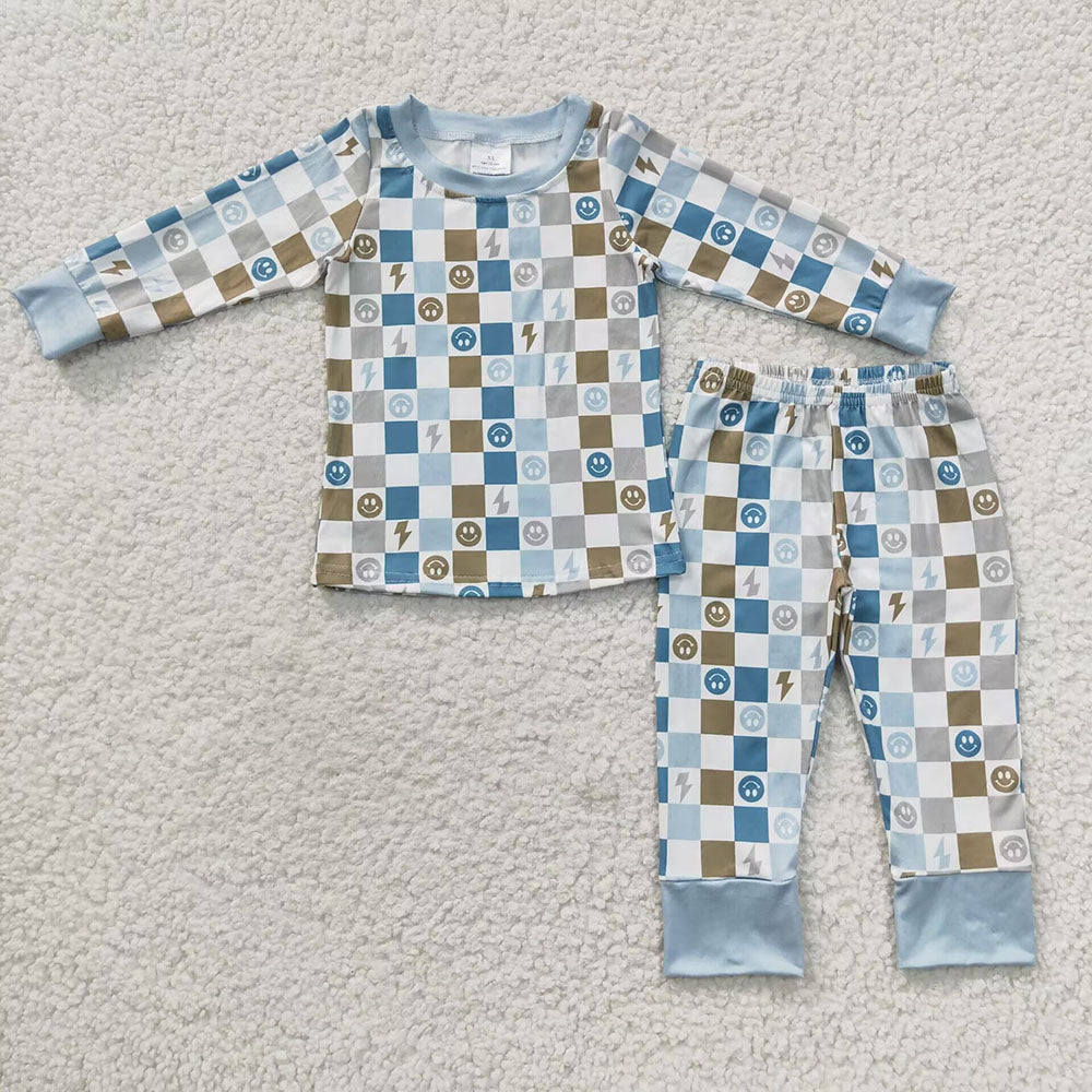 Baby Kids Green Checked Pajamas Pants Clothes Sets