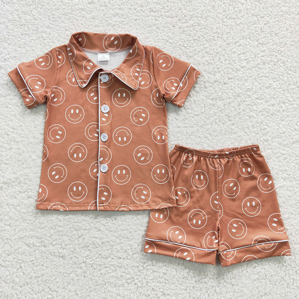 Baby Girls Western Brown Face Shorts Pajamas