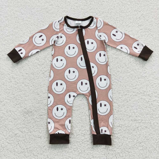 Baby Infant Smile Print Zip Rompers