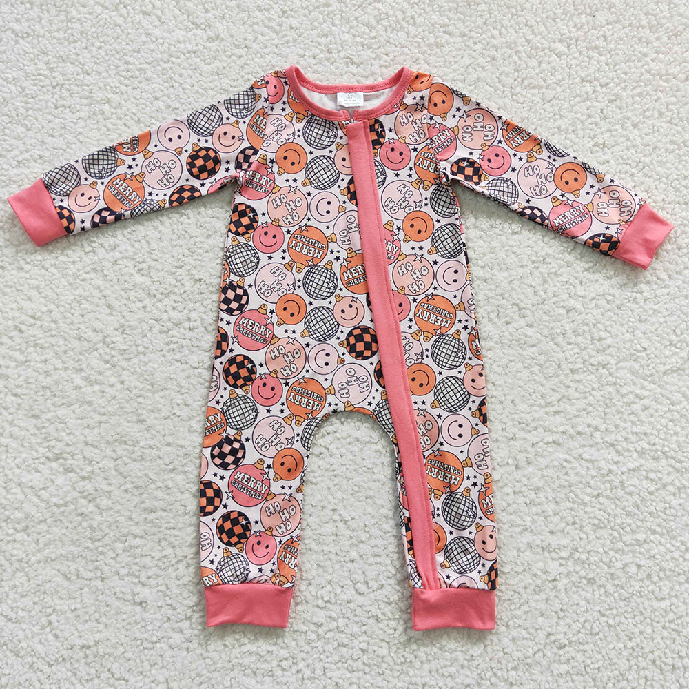 Baby Girls Christmas Smile Zip Rompers