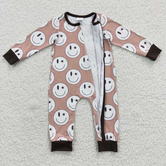 Baby Infant Smile Print Zip Rompers
