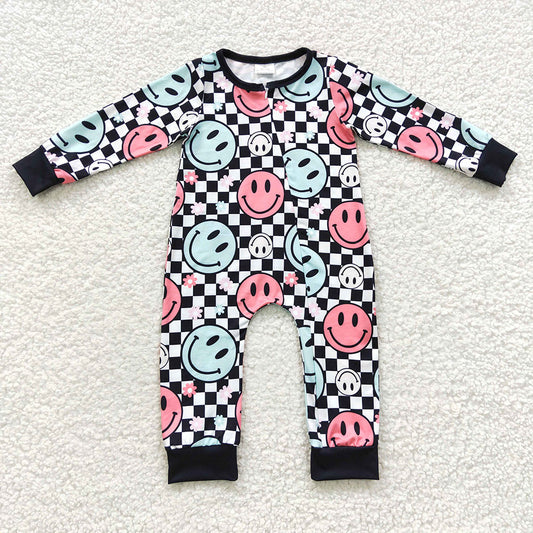 Baby Kids Smile Flowers Zip Rompers