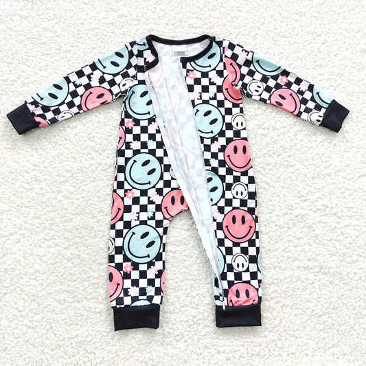 Baby Kids Smile Flowers Zip Rompers