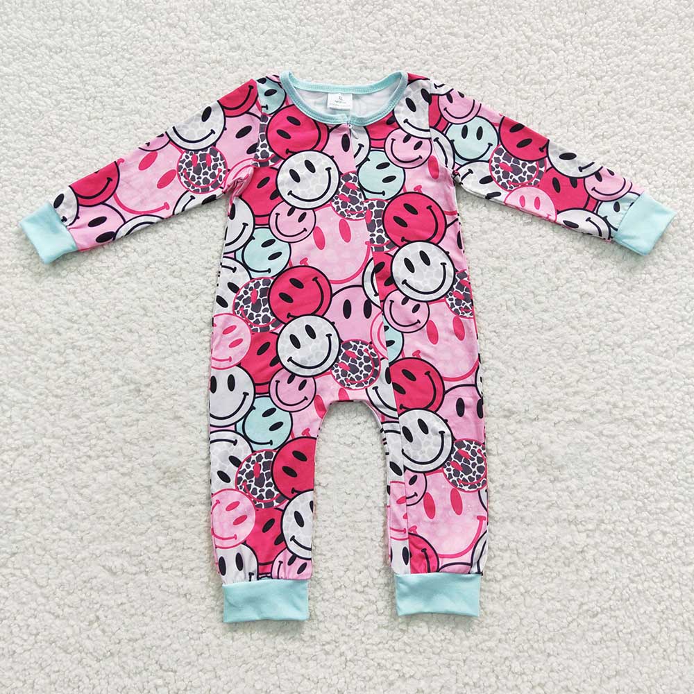 Baby Kids Pink Smile Zip Rompers