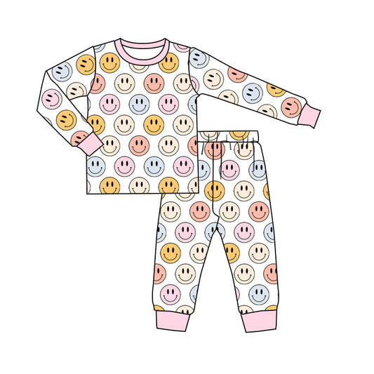 Baby Girls Smile Long Sleeve Tee Shirt Pants Pajamas Sets Preorder(moq 5)