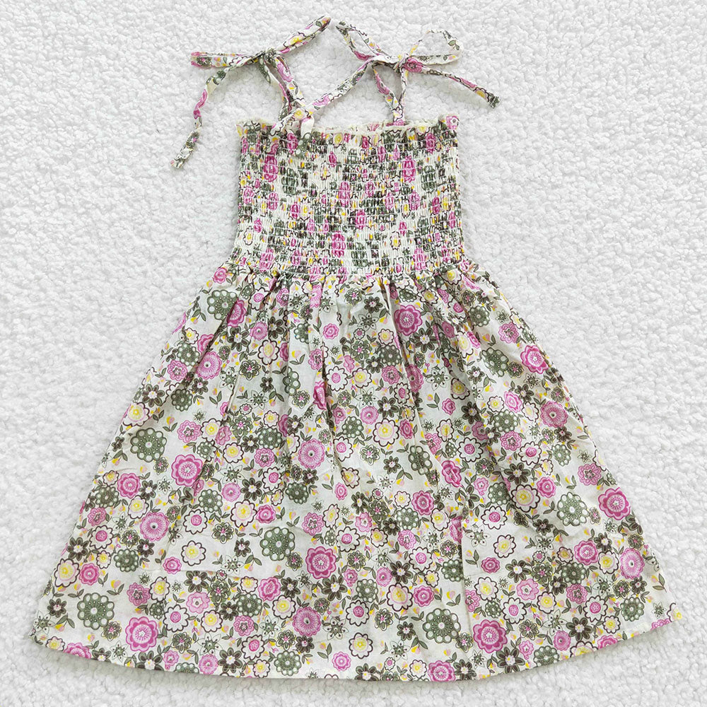 Baby Girls Small Flowers Elastic Knee Length Dresses