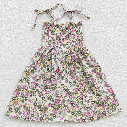 Baby Girls Small Flowers Elastic Knee Length Dresses