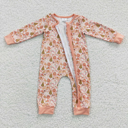 Baby Girls Christmas Snowman Bus Zip Rompers