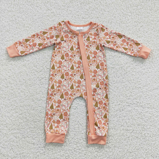 Baby Girls Christmas Snowman Bus Zip Rompers