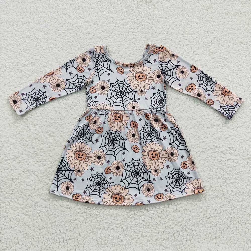 Baby Girls Halloween Flowers Pumpkin Dresses