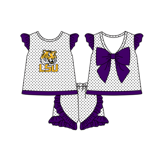 Baby Girls Tiger Teams Bow Top Shorts Sets preorder (moq 5)