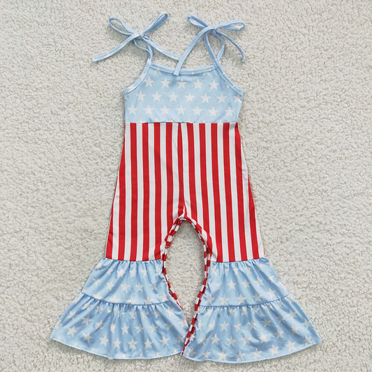 Baby Girls 4th Of July Stars Bell Bottom Jumpsuits