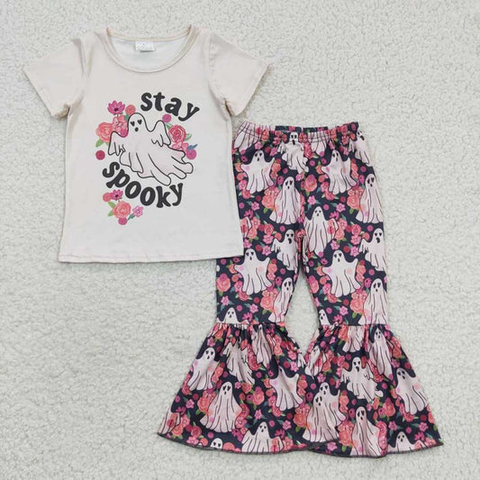Baby Girls Stay Spooky Ghost Bell Pants Clothes Sets