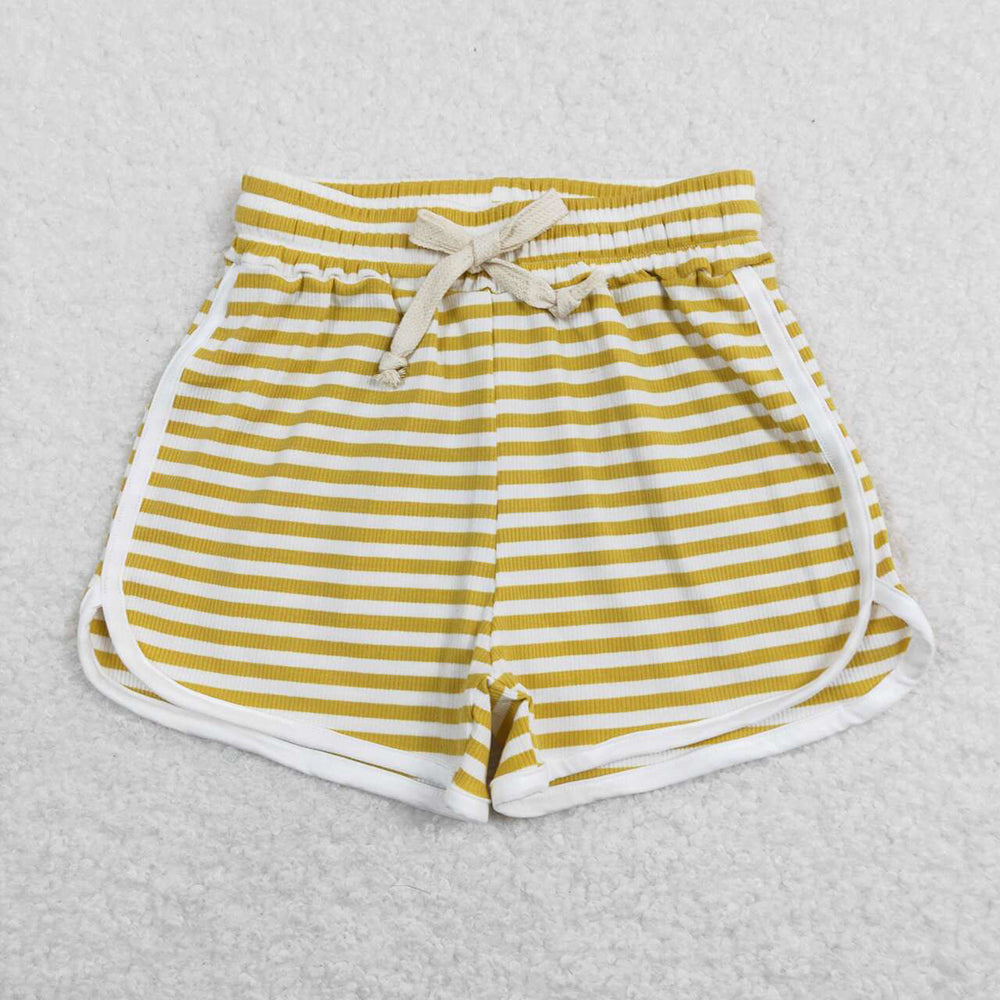 Baby Girls Mustard Stripes Cotton Sports Design Shorts