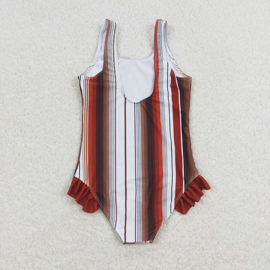 Baby Girls Brown Stripes Western Summer Swimsuits