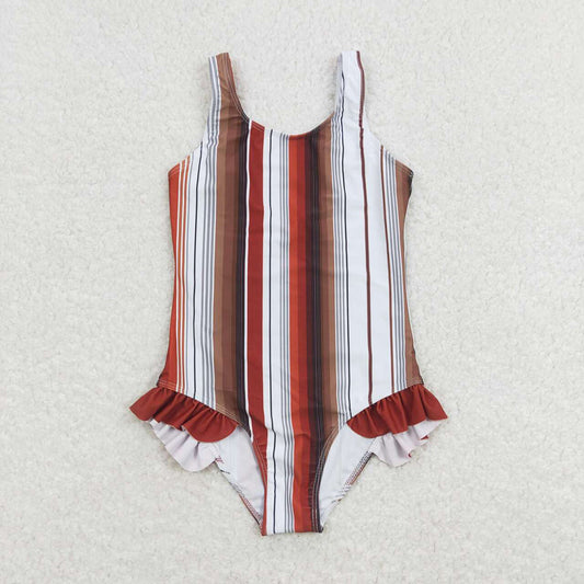 Baby Girls Brown Stripes Western Summer Swimsuits