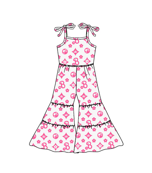 Baby Girls Pink Doll Straps Bell Pants Jumpsuits Preorder(moq 5)