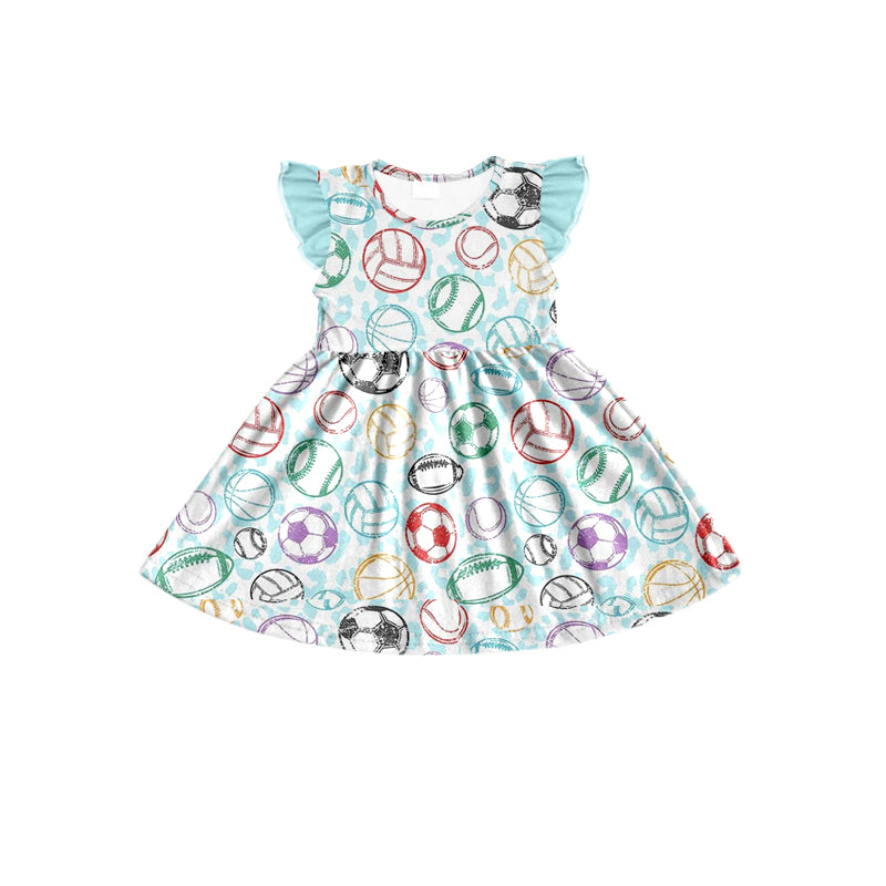 Baby Girls Balls Flutter Sleeve Knee Length Dresses Preorder(moq 5)