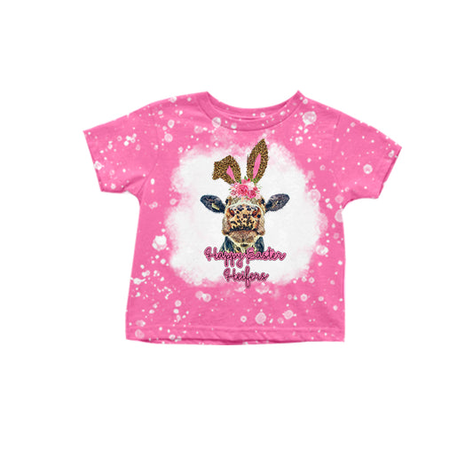 Baby Girls Pink Easter Heifer Short Sleeve Tee Shirts Tops Preorder(moq 5)