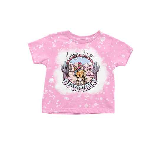 Baby Girls Pink Cowgirl Cactus Short Sleeve Tee Shirts Tops Preorder(moq 5)