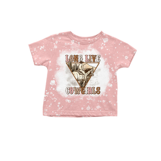 Baby Girls Pink Cowgirl Rodeo Short Sleeve Tee Shirts Tops Preorder(moq 5)