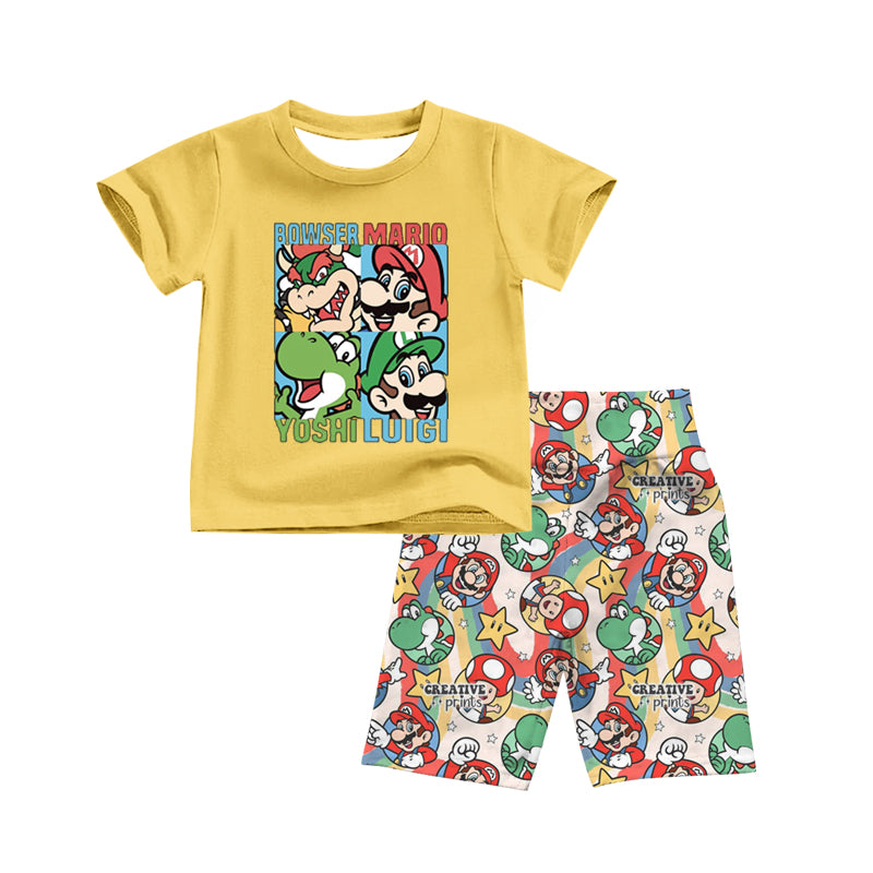 Baby Girls Super Cartoon Short Sleeve Shirt Top Biking Shorts Clothes Sets Preorder(moq 5)