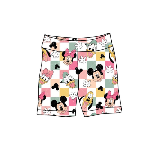 Baby Girls Colorful Checkered Cartoon Milk Silk Biking Shorts Preorder(moq 5)