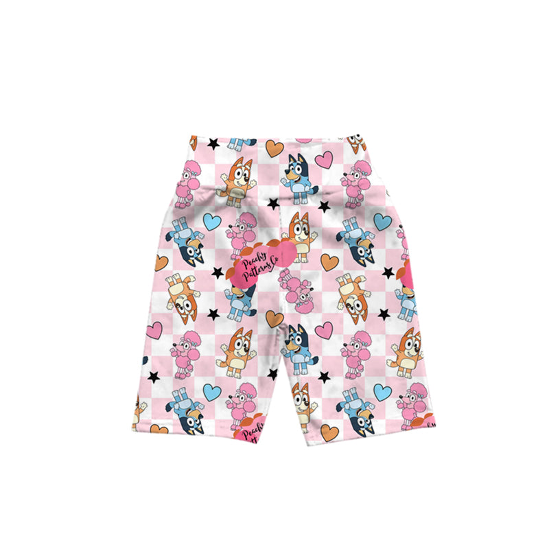 Baby Girls Pink Checkered Dogs Milk Silk Biking Shorts Preorder(moq 5)