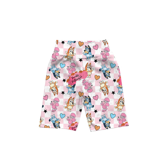 Baby Girls Pink Checkered Dogs Milk Silk Biking Shorts Preorder(moq 5)