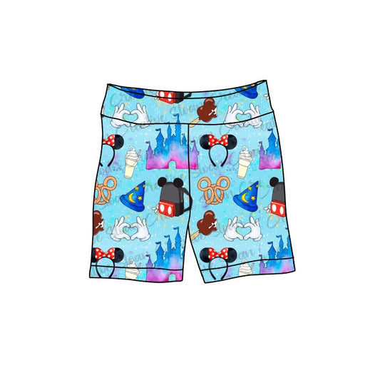 Baby Girls Colorful Cartoon Milk Silk Castle Biking Shorts Preorder(moq 5)